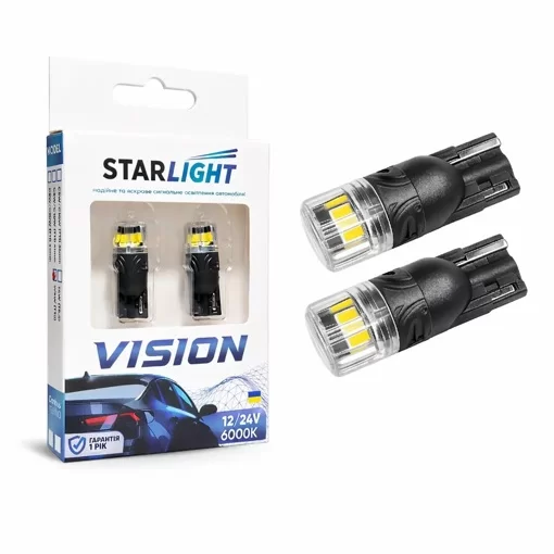 Габарит LED StarLight Vision W5W (T10) BRS T10 White LED W2.1X9.5d White 6000K 12/24V