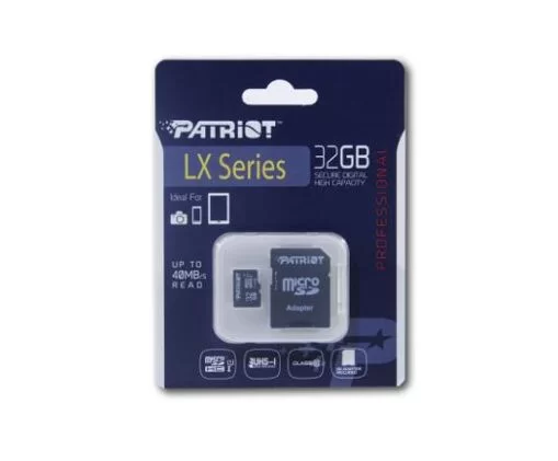 Карта пам'яті Patriot LX Series 32GB Micro SDHC V10, R90, Class 10, UHS-I U1 with SD Adapter